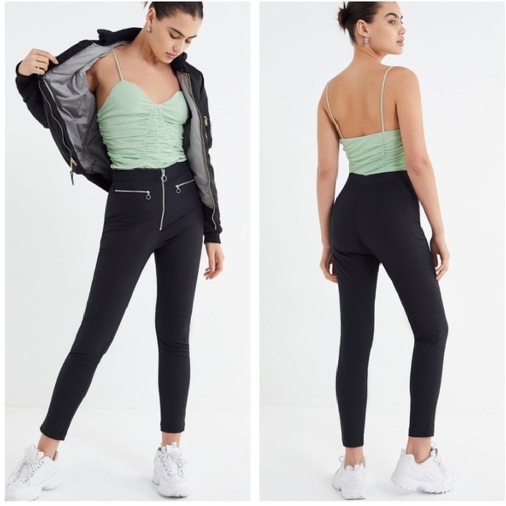 Urban Outfitters Susie black high waisted zip front pants size 0